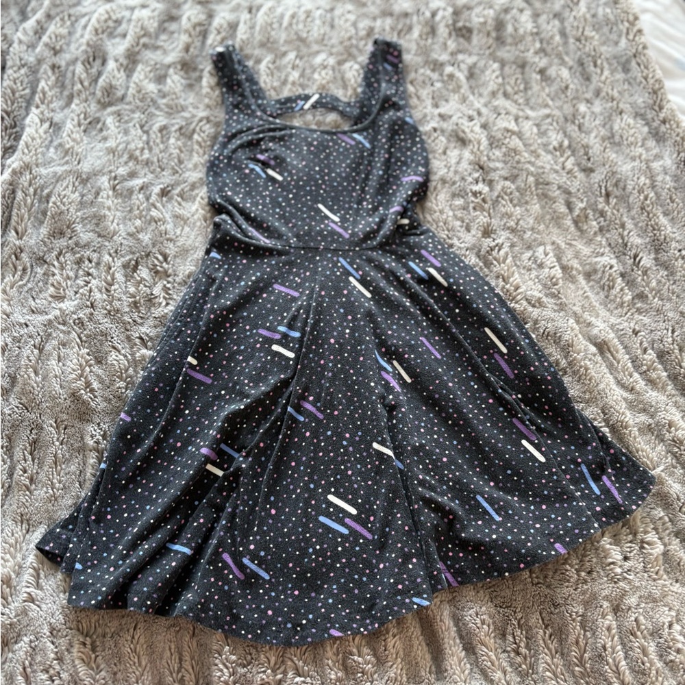 Mimi Chica Black and Purple A-Line Dress
